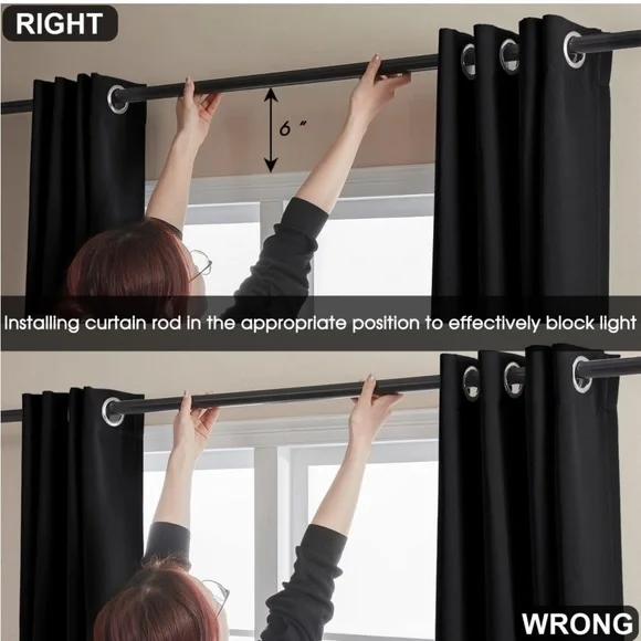 Rutterllow Darkening Blackout Curtains 2 Panel,Grommet Top(42x63 Inch, Black) - Picture 3 of 7